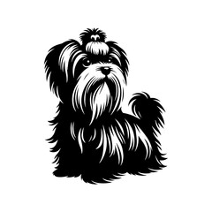 Maltese Dog Silhouette - Capturing the Delicate Beauty and Elegance of this Beloved Companion Breed- Minimalist Maltese Dog vector - Maltese Dog Illustration.