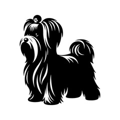 Maltese Dog Silhouette - Capturing the Delicate Beauty and Elegance of this Beloved Companion Breed- Minimalist Maltese Dog vector - Maltese Dog Illustration.