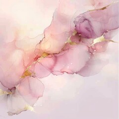 ink and gold swirl with a gold and pink background. The painting has a dreamy, ethereal quality to it. Watercolor painting style.