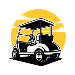 electric vehicle golf cart silhouette illustration vector