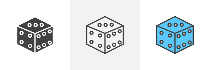 Lucky Dice Icon Set. Gambling and Game Dice Vector Symbol.