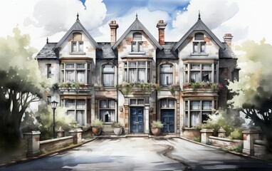 Council tax flat design front view property valuation workshop theme water color black and white