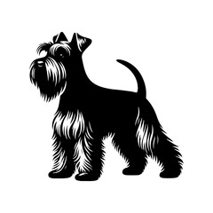 Miniature Schnauzer Vector Silhouette - Capturing the Distinctive Look and Personality of this Charismatic Canine Companion- Miniature Schnauzer Illustration.