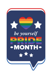 LGBT Pride Month in June. Lesbian Gay Bisexual Transgender. Celebrated annual. LGBT flag. Rainbow love concept. Human rights and tolerance. Poster, card, banner and background. Vector illustration