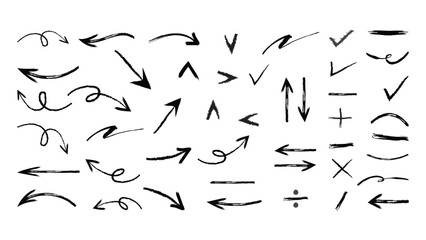 Vector Hand Drawn Scribble Crayon, Chalk Scribble Arrow, Crayon Arrow, Line Brush Set, Underline, Handwritten Mark Check Elements, Marker Sketch Brush Texture, Rough Vector Illustration