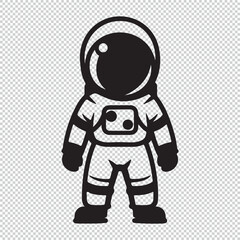 Simple black astronaut vector icon logo on transparent background