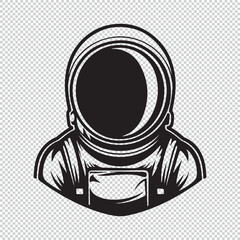 Simple black astronaut vector icon logo on transparent background