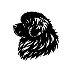 Newfoundland Dog Vector Silhouette - Capturing the Majestic Presence and Endearing Nature of this Beloved Large Breed- Newfoundland Illustration.