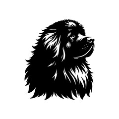 Newfoundland Dog Vector Silhouette - Capturing the Majestic Presence and Endearing Nature of this Beloved Large Breed- Newfoundland Illustration.