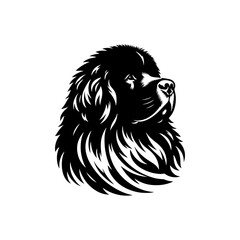 Newfoundland Dog Vector Silhouette - Capturing the Majestic Presence and Endearing Nature of this Beloved Large Breed- Newfoundland Illustration.