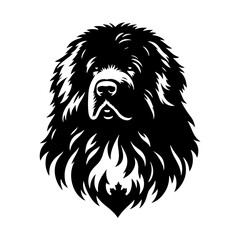 Newfoundland Dog Vector Silhouette - Capturing the Majestic Presence and Endearing Nature of this Beloved Large Breed- Newfoundland Illustration.