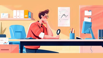 Fototapeta premium Credit Officer analyzing credit reports and managing relationships with clients