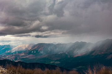 Mount Matajur in a cloudy spring day