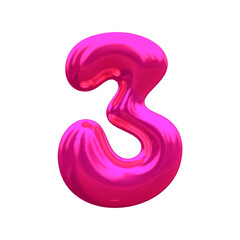 Glossy 3D balloon Number 3