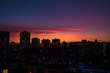 Fototapeta premium Dawn's first light kissing the rooftops of the city