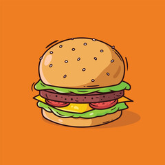 burger illustration cartoon style vector icon