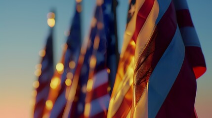 American flag on sky background. Independence day