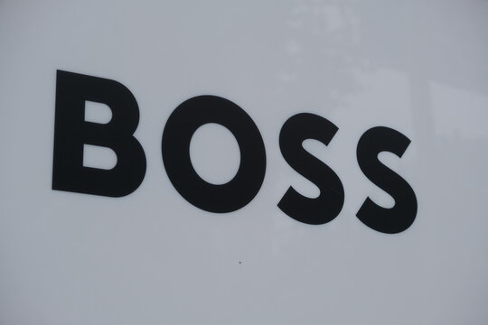 Shanghai,China-Sep. 16th 2023: BOSS (Hugo Boss) company brand logo sign