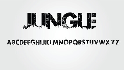JUNGLE font alphabets, vector typeset.