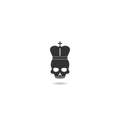 Fototapeta premium Black skull and crown icon with shadow