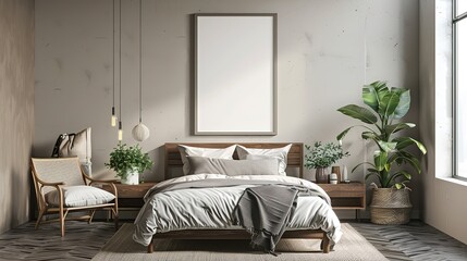 Frame mockup PSD  ,Free frame mockup for A size bedroom poster