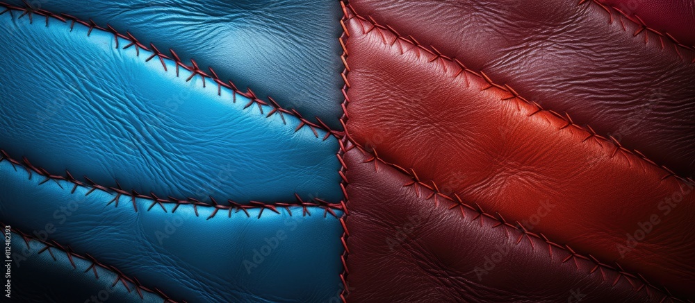 Aufkleber An abstract leather texture with colorful stitches creating a visually appealing background and texture for design purposes Copy space image