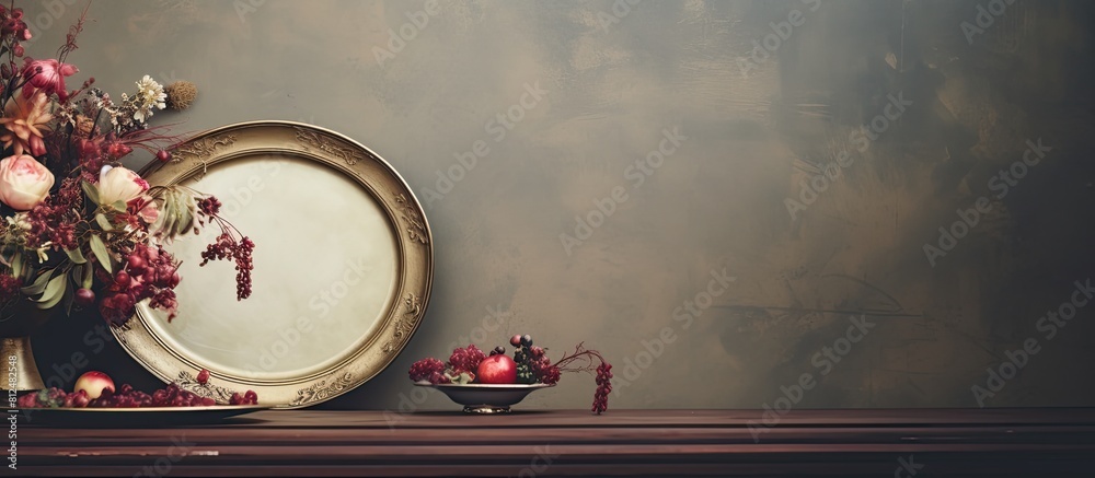Poster an elegant vintage tableware decor enhances a vintage frame with inviting copy space for text
