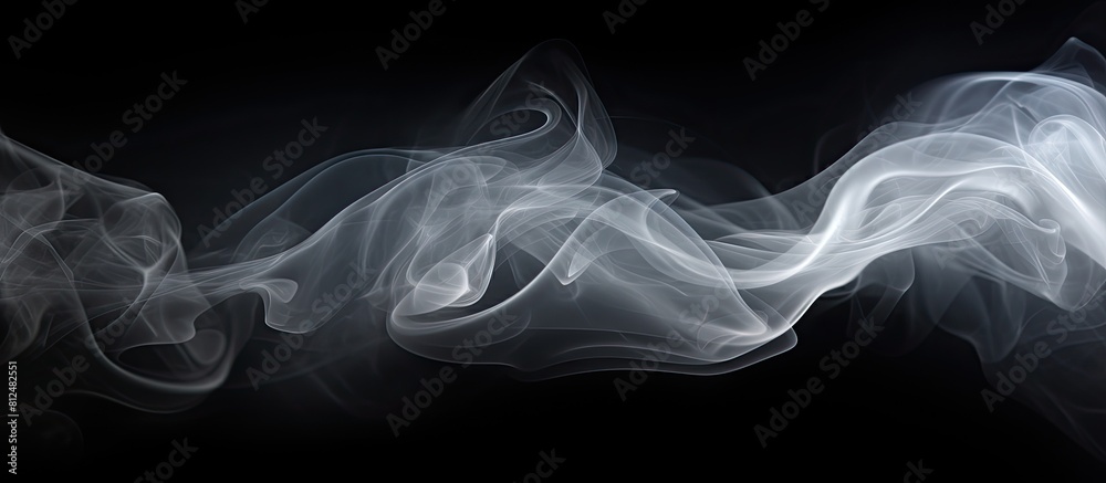 Poster an abstract white smoke overlay effect emerges over a solid black backdrop creating a nature inspire