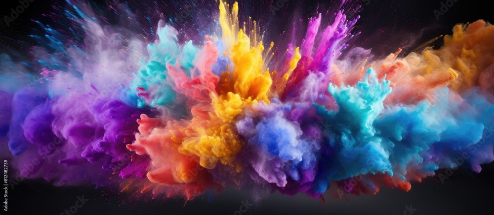 Aufkleber An explosive burst of colorful powder and glitter creates an abstract splattered background featuring a freeze frame image in motion. Creative banner. Copyspace image