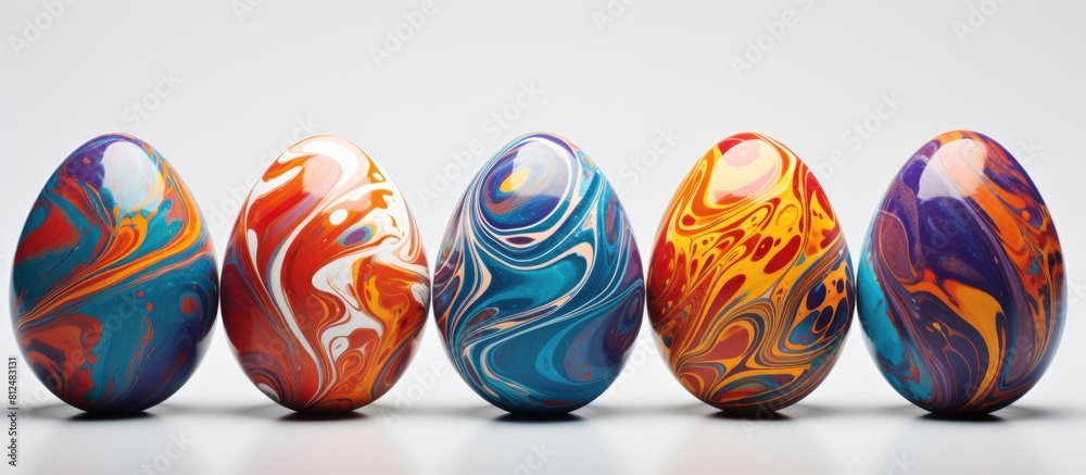 Leinwandbilder An image of painted Easter eggs on a white background allowing for additional text or design elements in the empty areas of the image