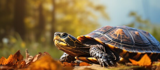 An image with copy space featuring a box turtle