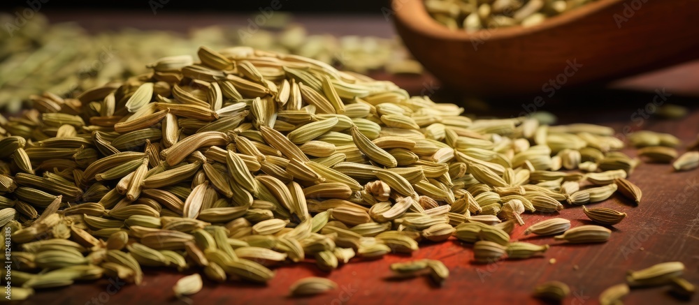 Poster an isolated image of fennel seeds with copy space
