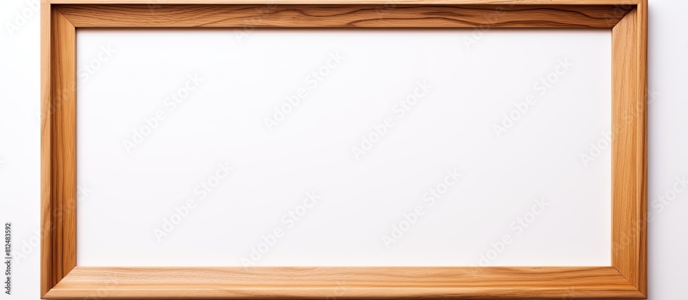 Poster An isolated wooden picture frame with empty copy space placed against a white background