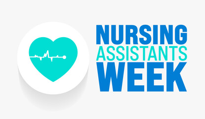 June is Nursing Assistants Week background template. Holiday concept. use to background, banner, placard, card, and poster design template with text inscription and standard color.
