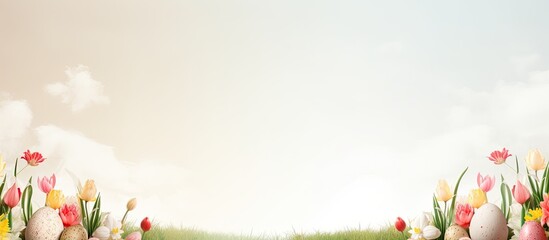 A template for a holiday card with an Easter theme featuring a banner and ample copy space to add personalized messages