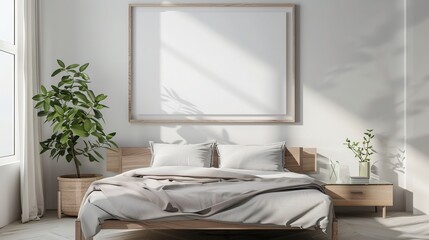 Frame mockup PSD  ,Free frame mockup for A size bedroom poster