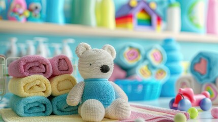 Children s toys and baby essentials such as towels bottles and toys