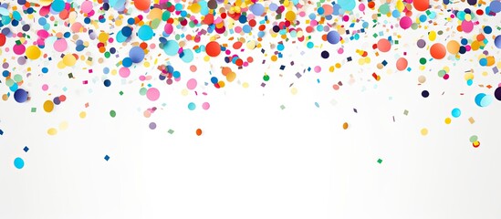 A vibrant assortment of confetti scattered against a pristine white backdrop leaving ample space for additional images or text - Powered by Adobe