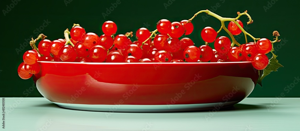 Poster A basin containing red currants with a copy space image