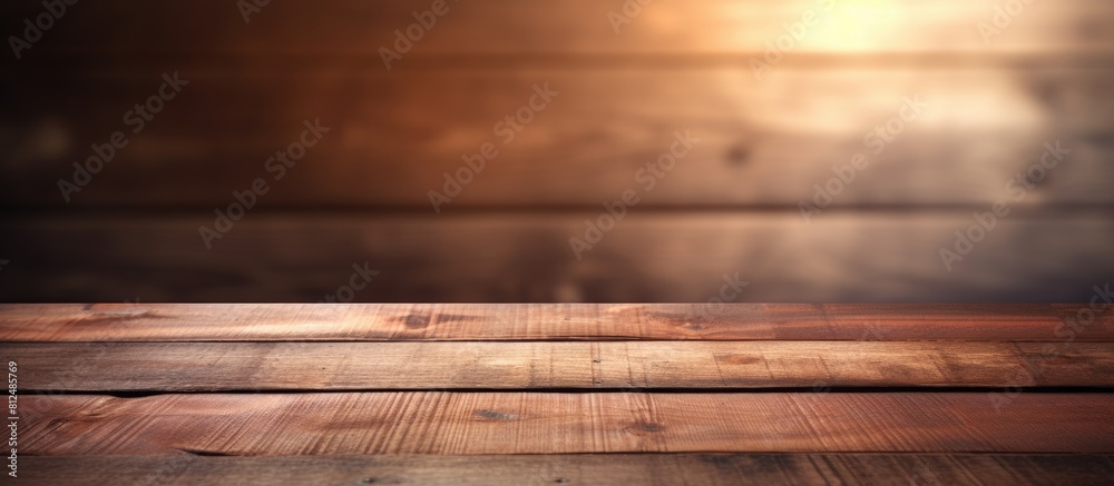 Poster wooden background with a blurry surface showcasing natural lighting and shadow this copy space image
