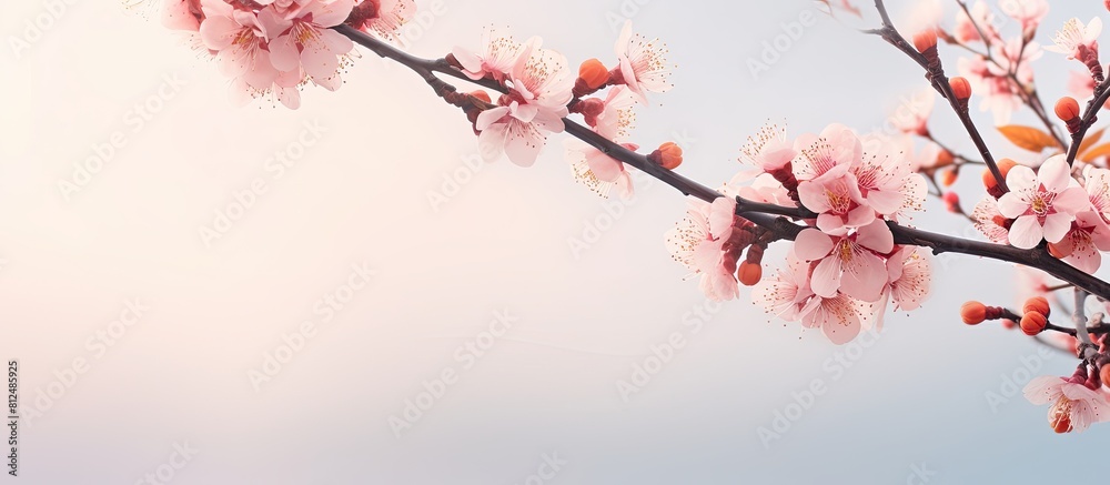 Aufkleber peach branches in full bloom with ample copy space image