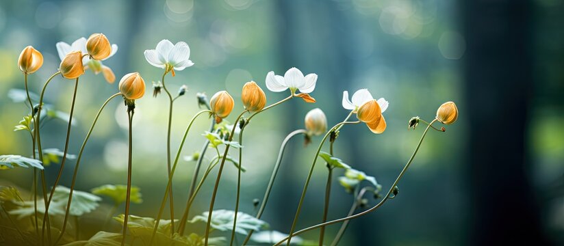 The brier flowers stand out against a blurry background leaving ample room for any additional images or text