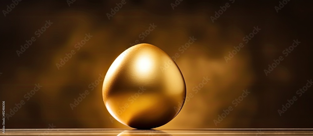 Poster Capture a photograph of a golden egg using only available light as the source creating a visually striking image with plenty of copy space