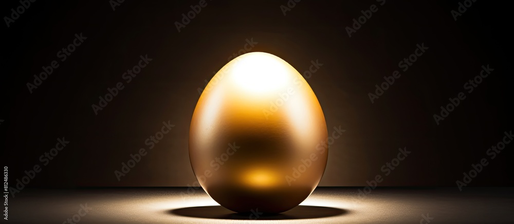Poster Capture a photograph of a golden egg using only available light as the source creating a visually striking image with plenty of copy space