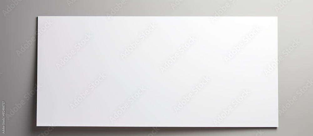 Fototapete A close up top view of a white background with a paper board and keyboard providing plenty of copy space for an image