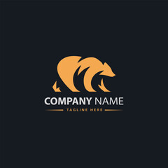 Bear logo template vector icon element isolated on black background - vector illustration