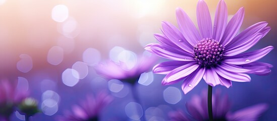 A close up image of a purple flower with a blurred background provides ample copy space for text or other elements - Powered by Adobe