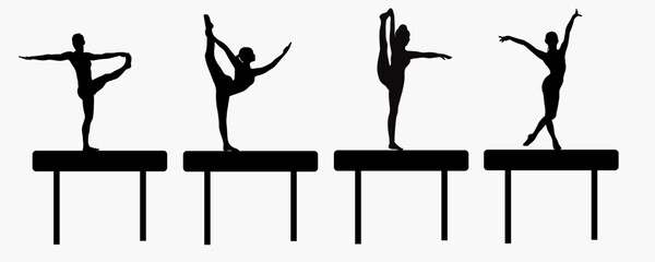 gymnastics athlete silhouette set. Rhythmic gymnastics 