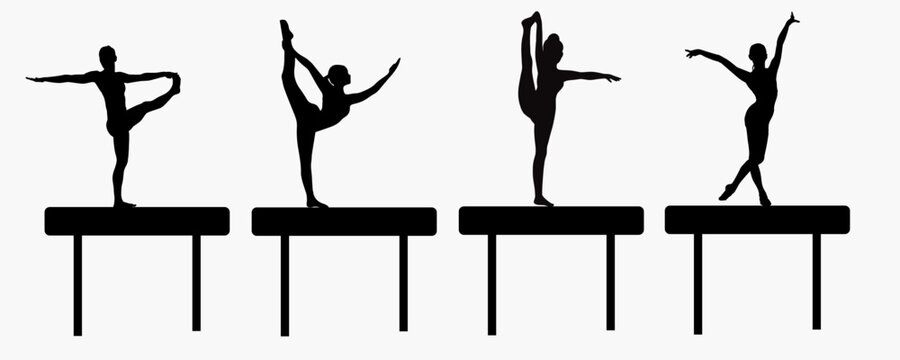 gymnastics athlete silhouette set. Rhythmic gymnastics 