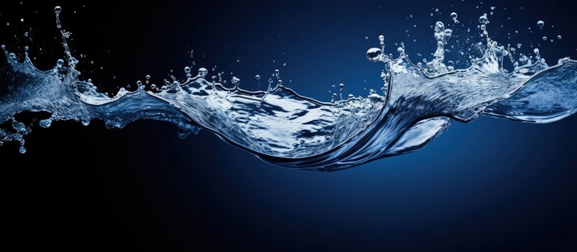Close up copy space image of a dark blue water splash